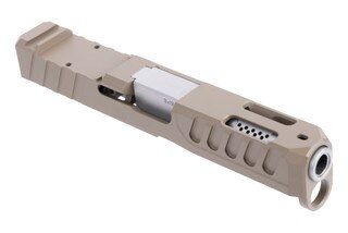 Glock 19 Gen 5 compatible ported slide and optic, FDE.